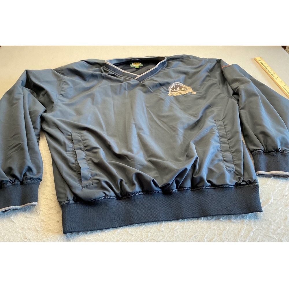 Cabela's 50th Anniversary Windshirt Navy Blue V-Neck Pullover Size Large Outdoor